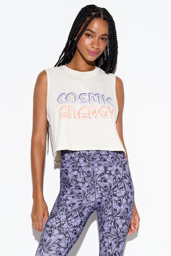 Spiritual Gangster Cosmic Energy Spirit Crop Tank VINTAGE WHITE