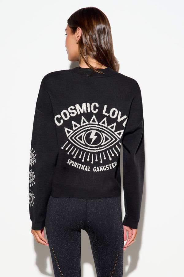 Spiritual Gangster Cosmic Love Delaney Cardigan BLACK