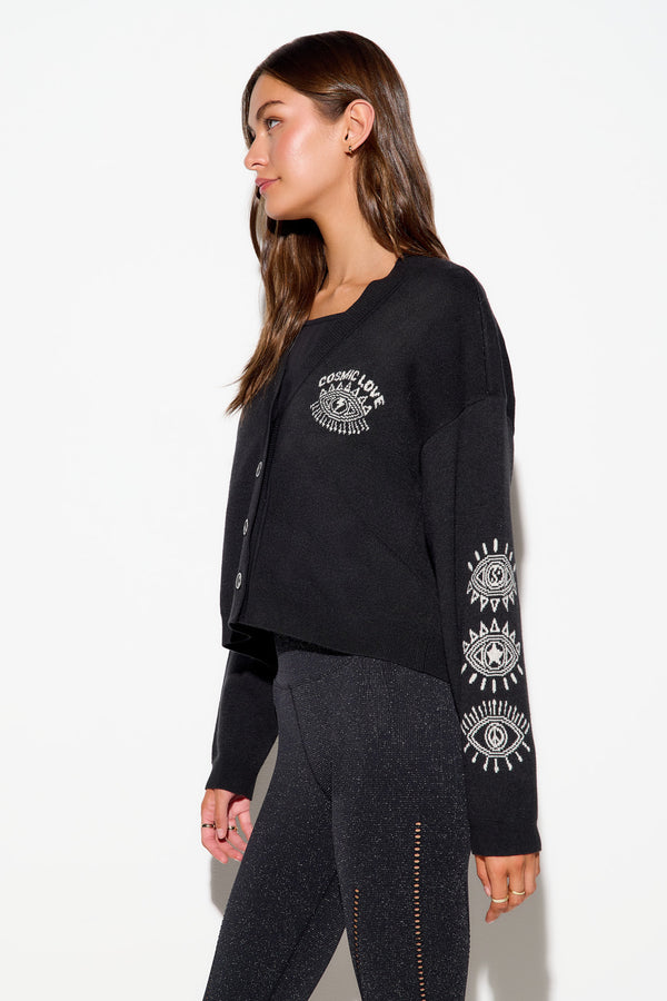 Spiritual Gangster Cosmic Love Delaney Cardigan BLACK