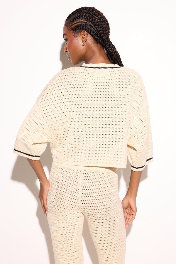 Spiritual Gangster Daphnie S/S Crochet Cardigan CANVAS