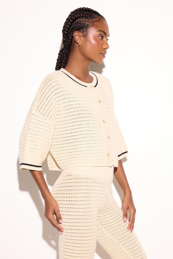 Spiritual Gangster Daphnie S/S Crochet Cardigan CANVAS