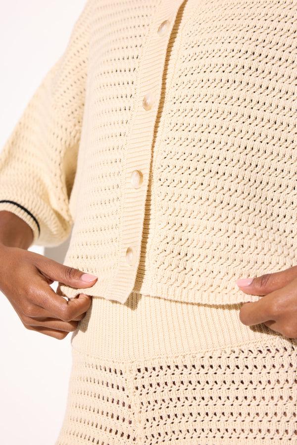 Spiritual Gangster Daphnie S/S Crochet Cardigan CANVAS