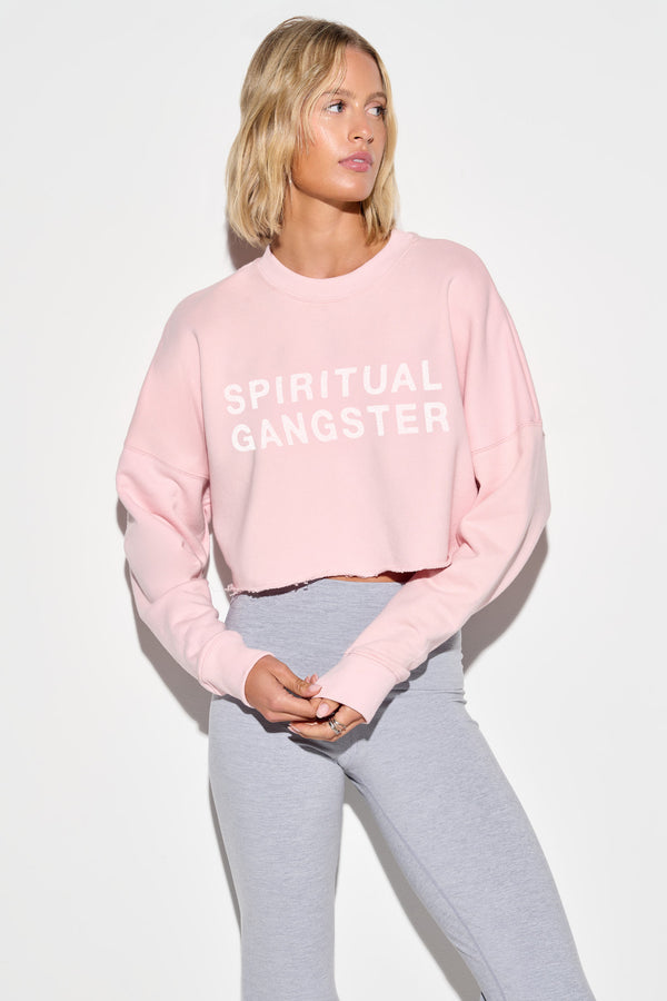 spiritual gangster Drina Crop Sweatshirt PINK QUARTZ