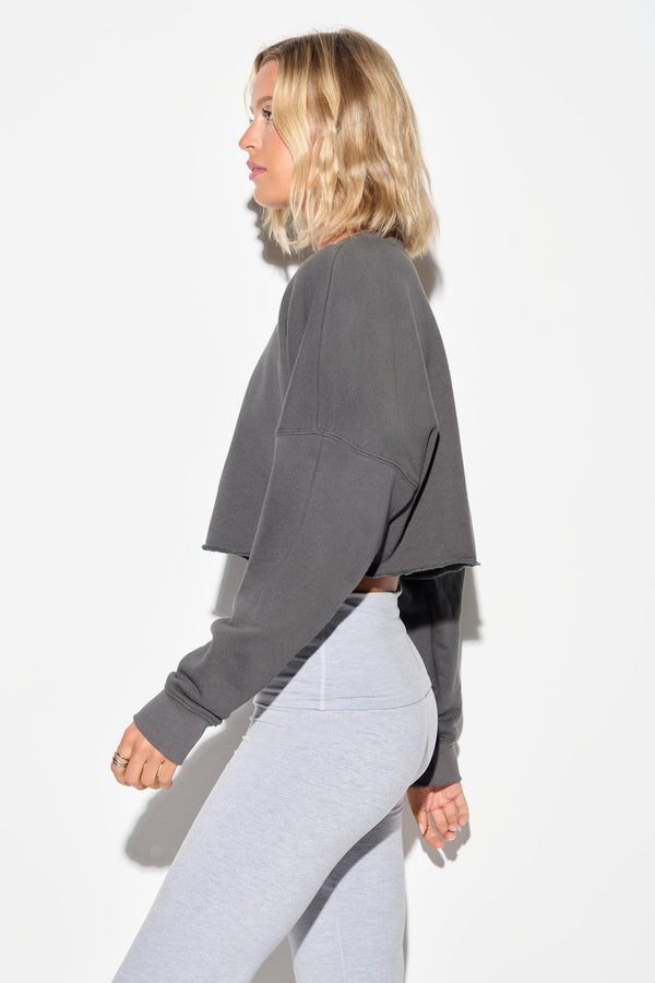 Spiritual Gangster Drina Crop Sweatshirt VINTAGE BLACK