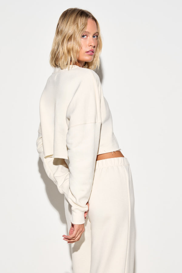 spiritual Gangster Drina Crop Sweatshirt VINTAGE WHITE