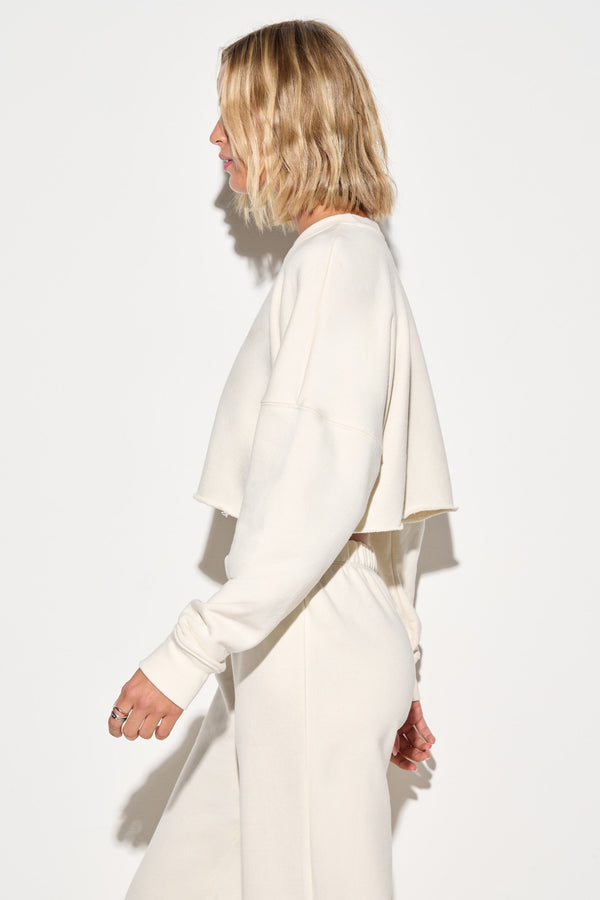 spiritual Gangster Drina Crop Sweatshirt VINTAGE WHITE