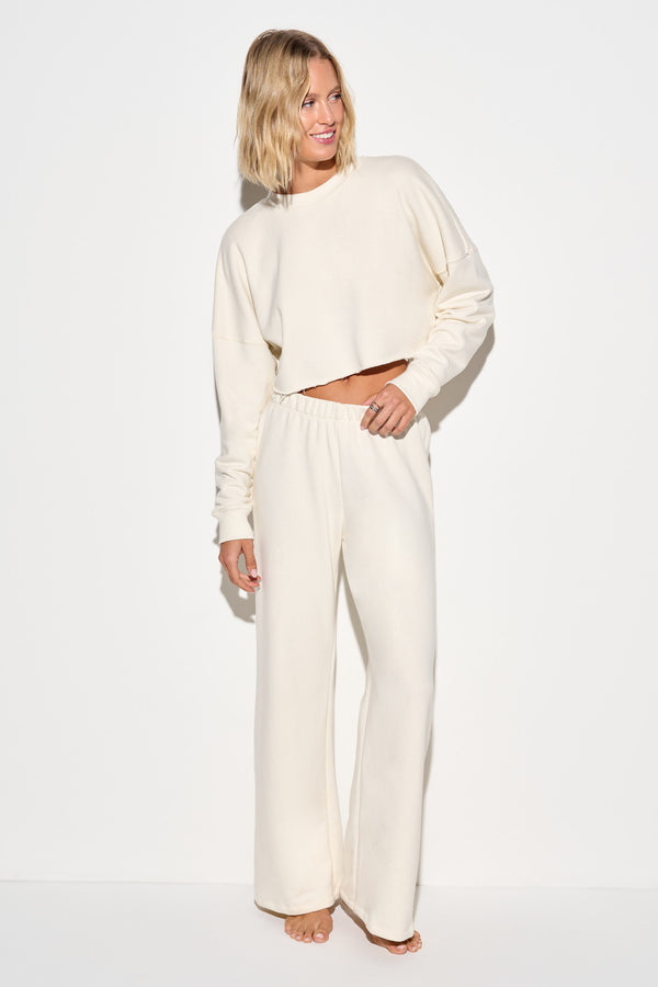 spiritual Gangster Drina Crop Sweatshirt VINTAGE WHITE