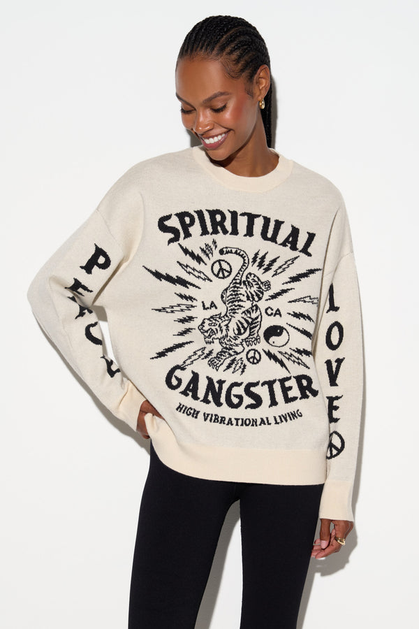 spiritual gangster El Tigre Claire Sweater WINTER WHITE
