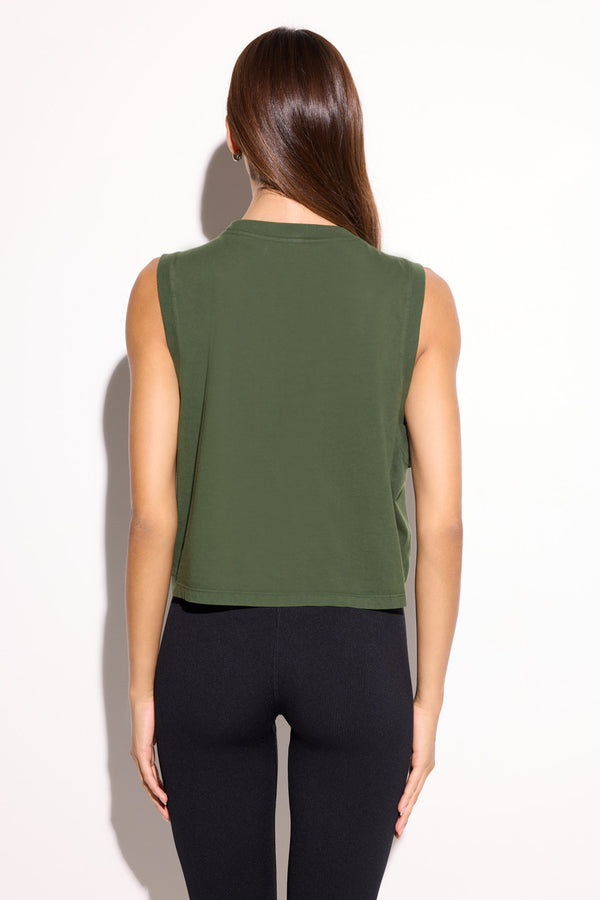Spiritual Gangster Emit Doheny Crop Tank MOJAVE GREEN