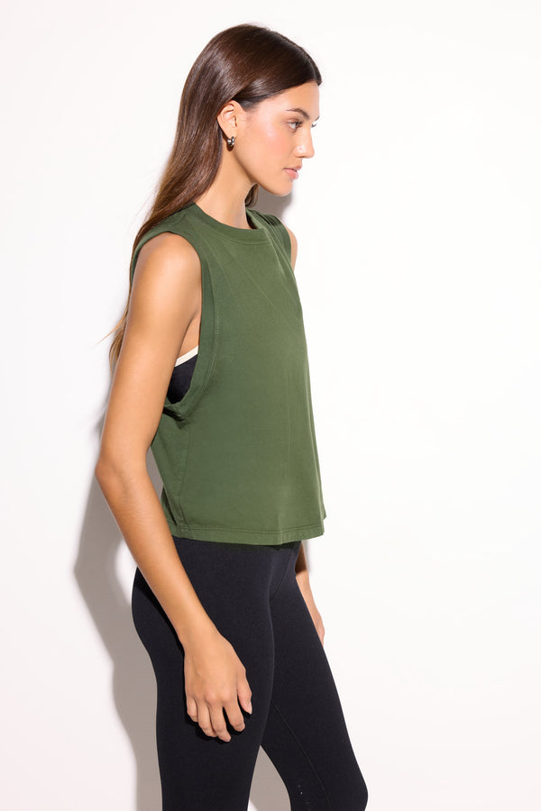 Spiritual Gangster Emit Doheny Crop Tank MOJAVE GREEN