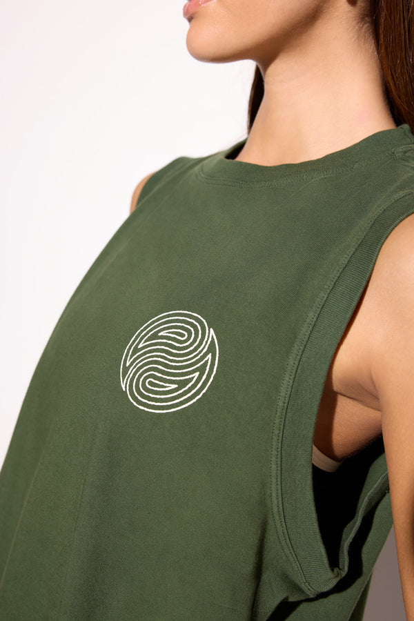 Spiritual Gangster Emit Doheny Crop Tank MOJAVE GREEN
