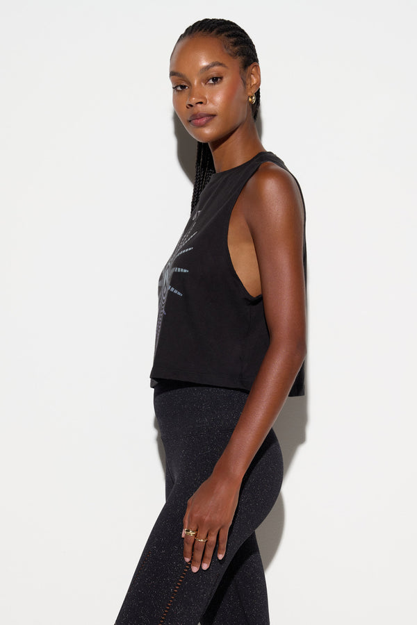 Spiritual Gangster Emit Peace Spirit Crop Tank BLACK