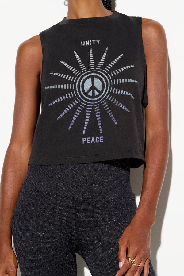 Spiritual Gangster Emit Peace Spirit Crop Tank BLACK