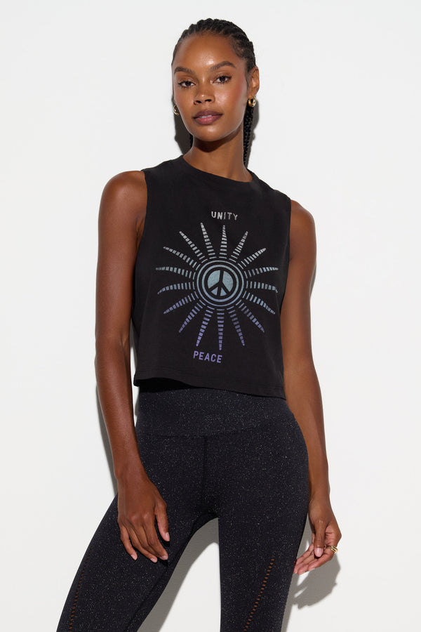 spiritual gangster Emit Peace Spirit Crop Tank BLACK