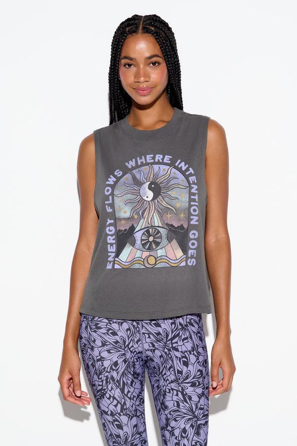 spiritual gangster Energy Flow Vibe Tank VINTAGE BLACK