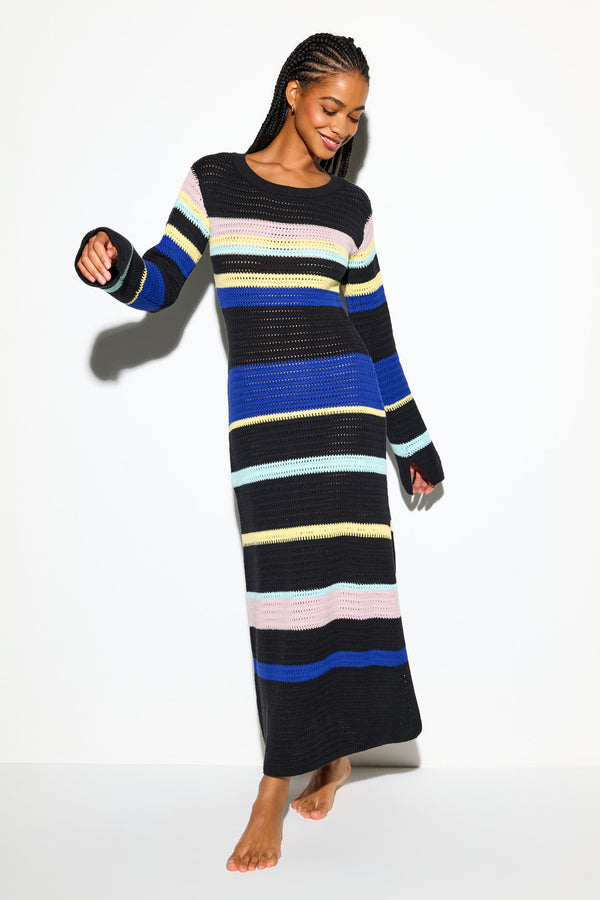 Spiritual Gangster Giselle L/S Crochet Dress DESERT STRIPE