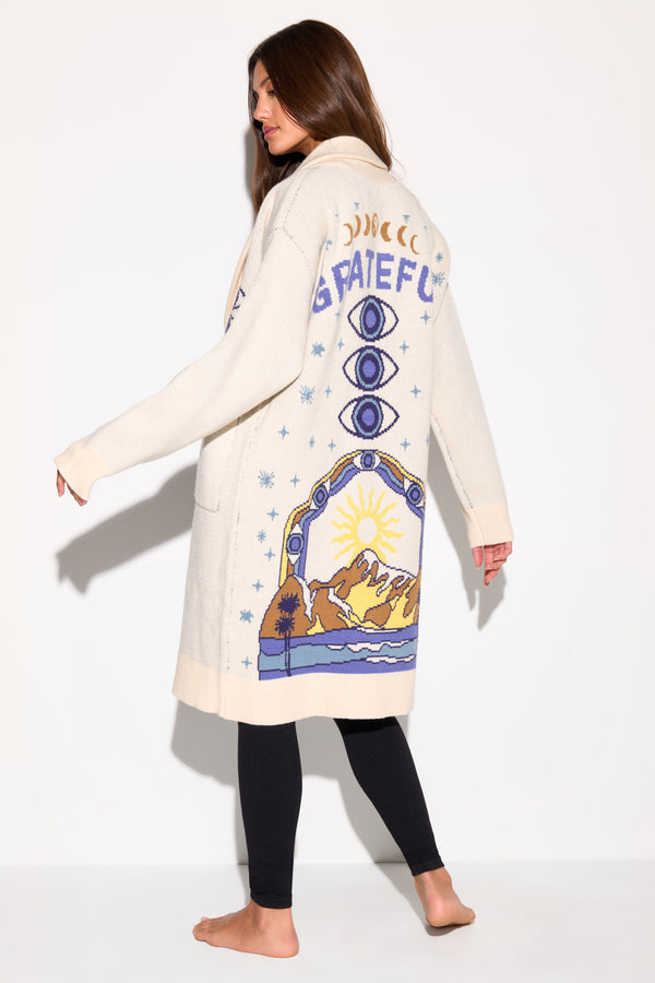 Spiritual Gangster Grateful Sky Estelle Cardigan WINTER WHITE