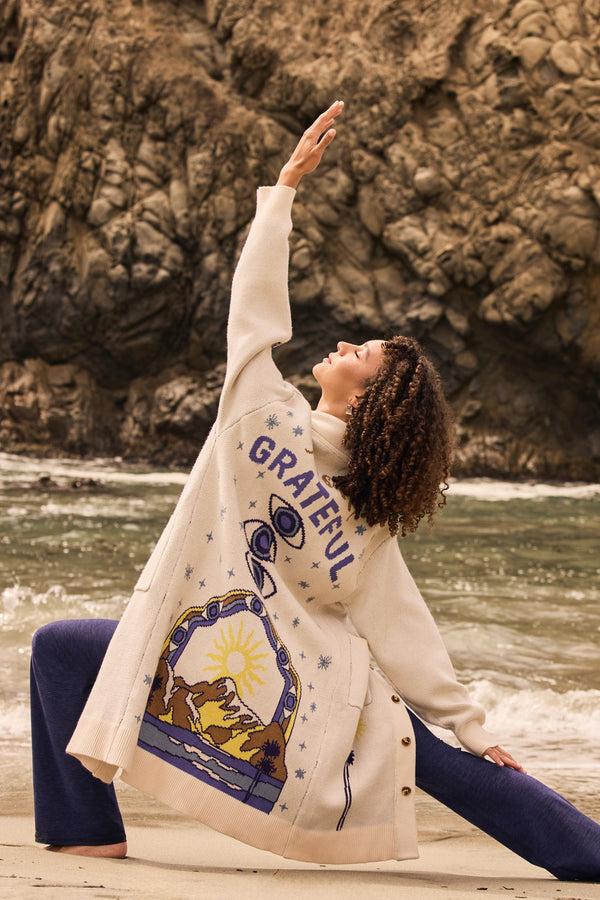 spiritual gangster Grateful Sky Estelle Cardigan WINTER WHITE