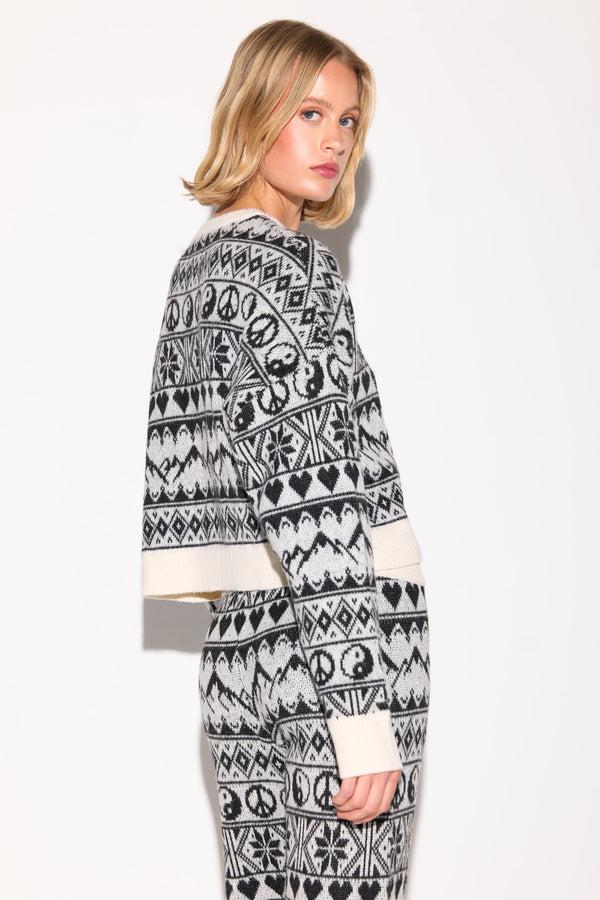 Spiritual Gangster Icon Fairisle Diamond Sweater WINTER WHITE