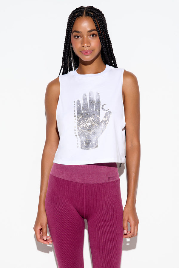 spiritual gangster Incantation Spirit Crop Tank WHITE