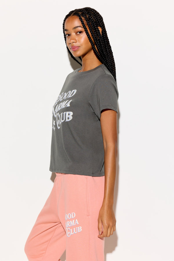 Spiritual Gangster Karma Club Lila Tee VINTAGE BLACK