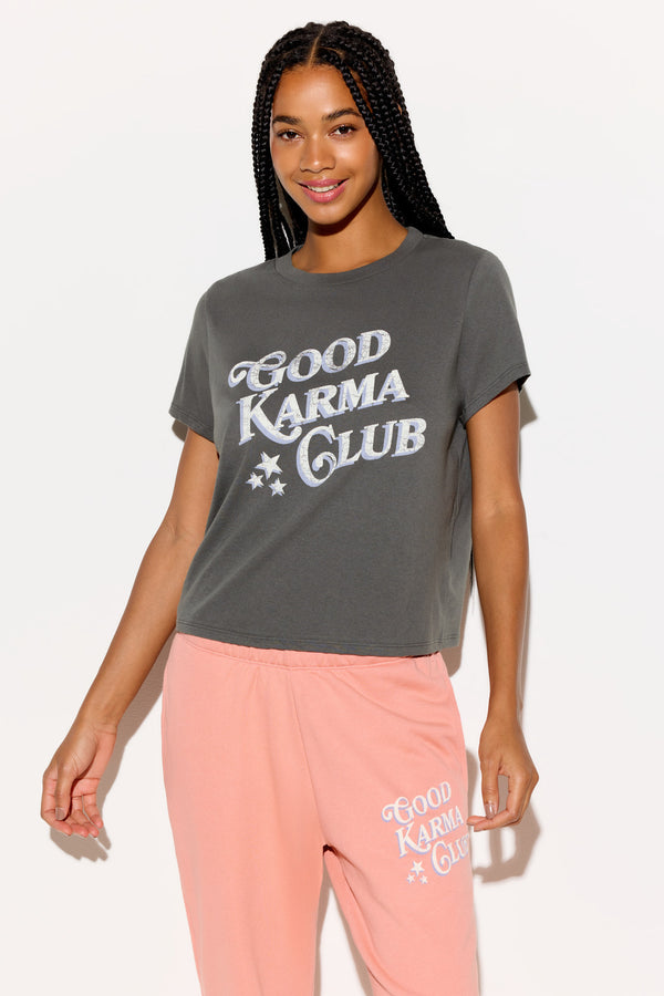spiritual gangster Karma Club Lila Tee VINTAGE BLACK