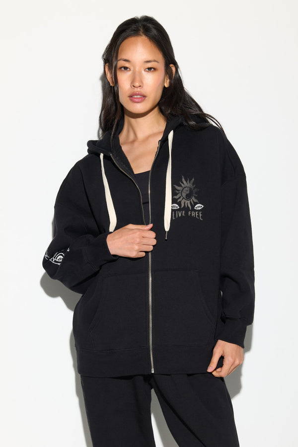 Spiritual Gangster Live Free Boyfriend Full Zip BLACK
