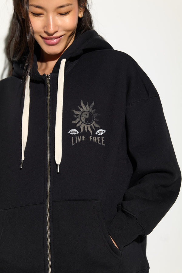 Spiritual Gangster Live Free Boyfriend Full Zip BLACK