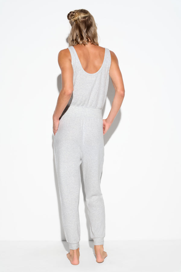 Spiritual Gangster Luma Rib Tranquility Jumpsuit LIGHT HEATHER GREY
