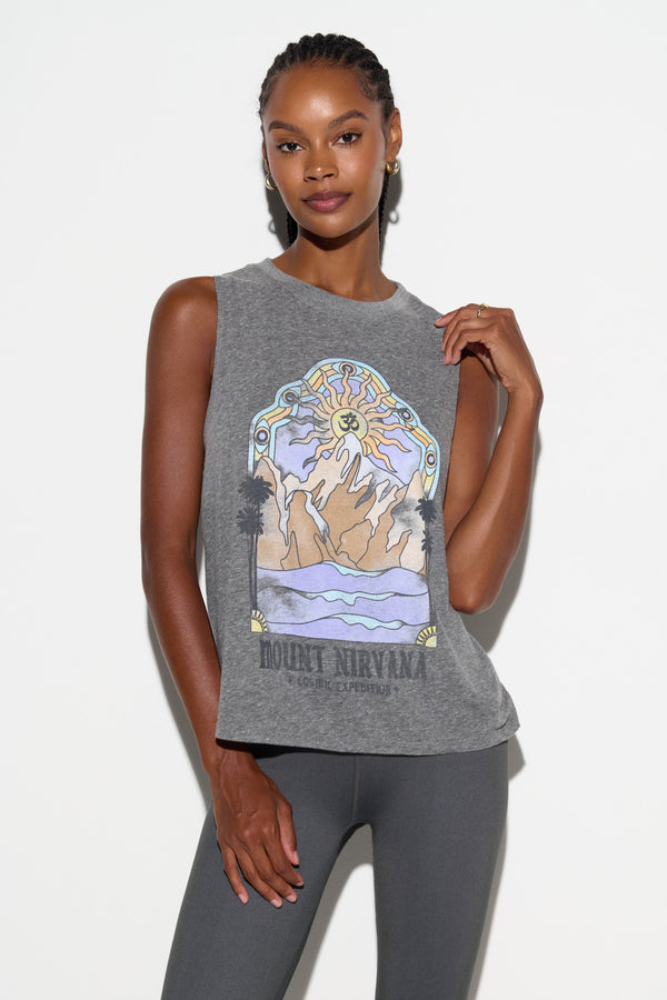 spiritual gangster Mount Nirvana Vibe Tank HEATHER GREY