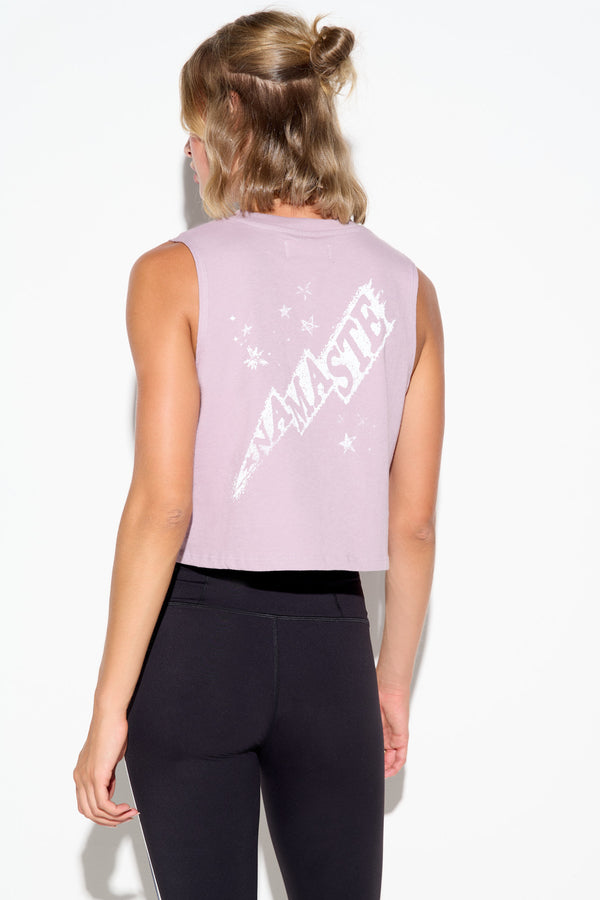 spiritual gangster Namaste Bolt Spirit Crop Tank ORCHID MOON