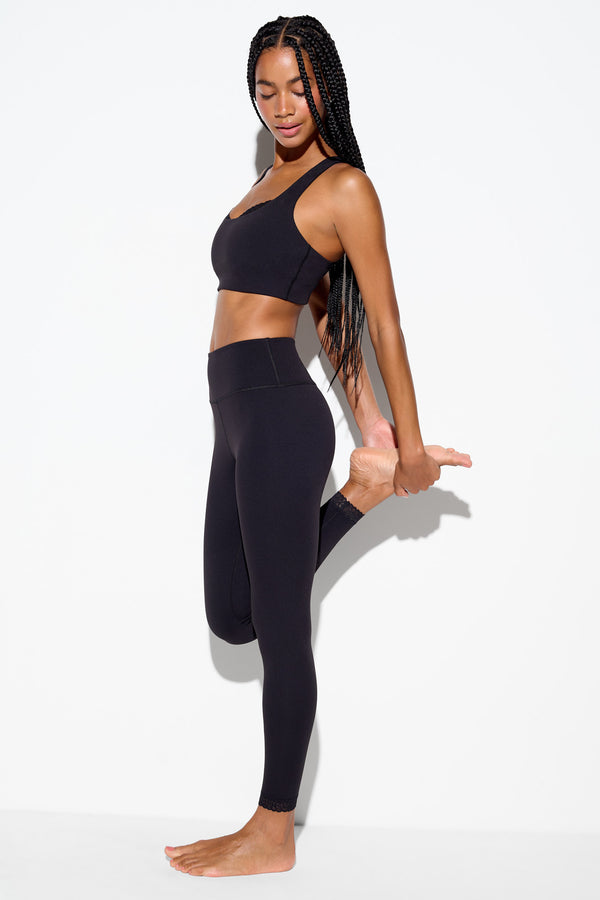 Spiritual Gangster Nirvana Lotus Lace Legging BLACK