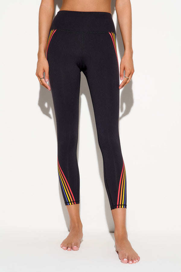 Spiritual Gangster Nirvana Prism Stripe Lotus Legging BLACK