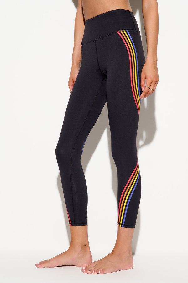 Spiritual Gangster Nirvana Prism Stripe Lotus Legging BLACK