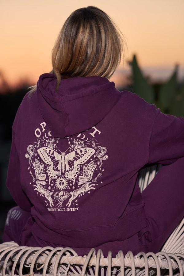 spiritual gangster Optimist Belair Hoodie DARK DAHLIA