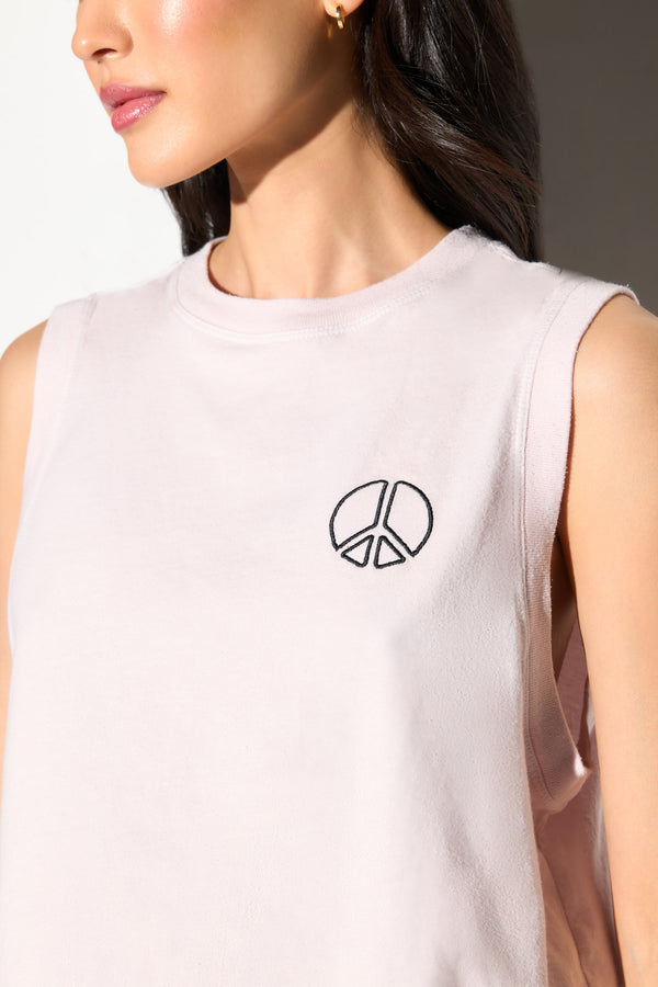 Spiritual Gangster Peace Emblem Doheny Crop Tank PINK DUNES