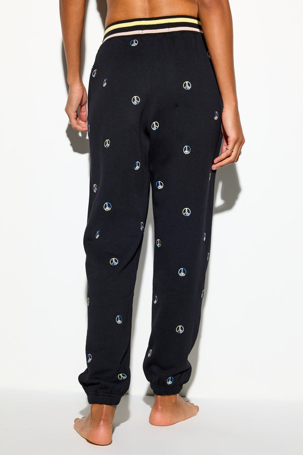 Spiritual Gangster Peace Emblem Hudson Sweatpant BLACK