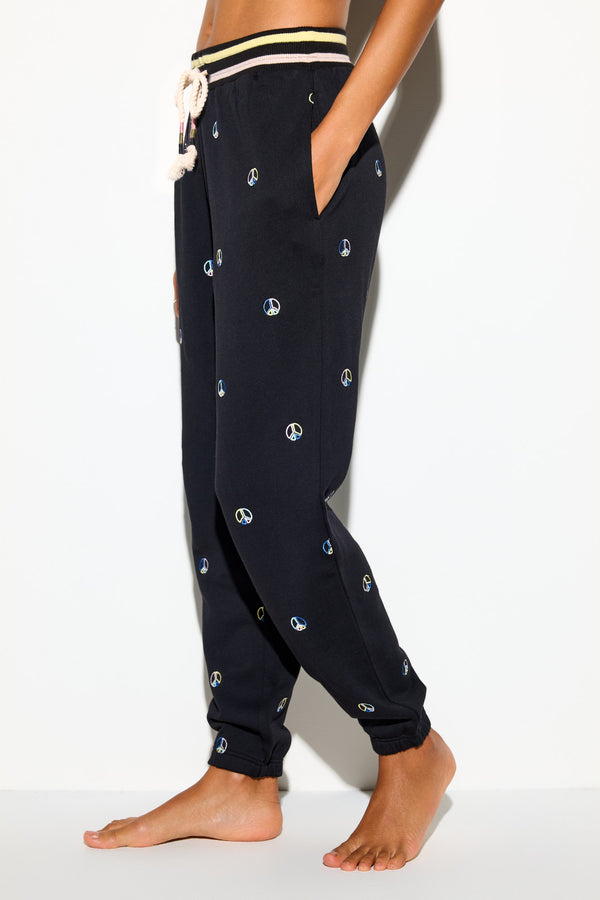 Spiritual Gangster Peace Emblem Hudson Sweatpant BLACK
