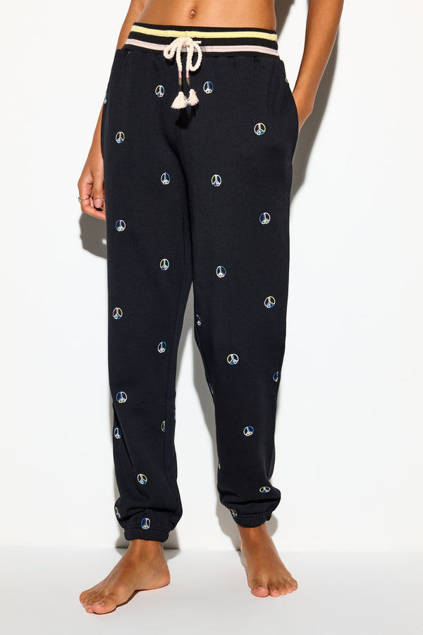 Spiritual Gangster Peace Emblem Hudson Sweatpant BLACK