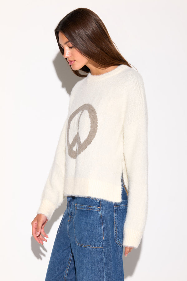 Spiritual Gangster Peace Keats Sweater WINTER WHITE