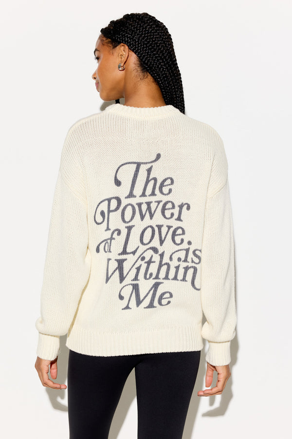 Spiritual Gangster Power Of Love Mantra Sweater VINTAGE WHITE