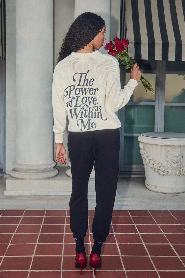 spiritual gangster Power Of Love Mantra Sweater VINTAGE WHITE