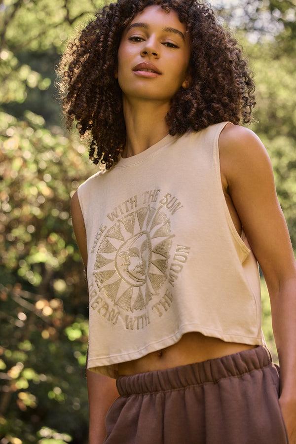 spiritual gangster Rise Spirit Crop Tank PALO SANTO