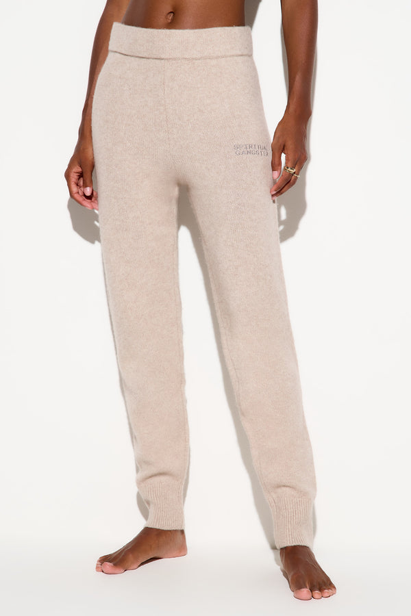 spiritual gangster SG Echo Cashmere Wool Sweatpant Heather Oatmeal