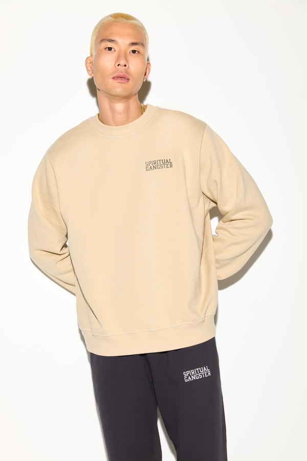 Spiritual Gangster SG Emblem Men's Classic Crew SANDSTONE