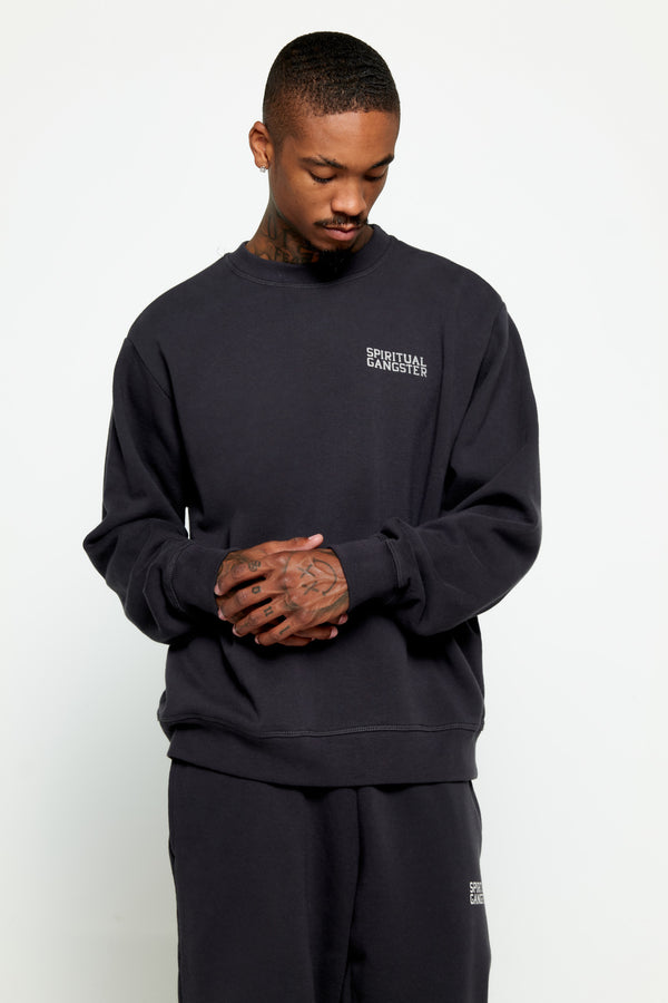 Spiritual Gangster SG Emblem Men's Classic Crew VINTAGE BLACK