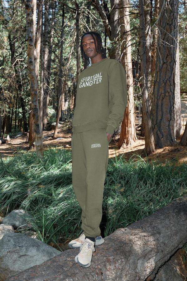 Spiritual Gangster SG Men's Classic Crew VINTAGE ARMY