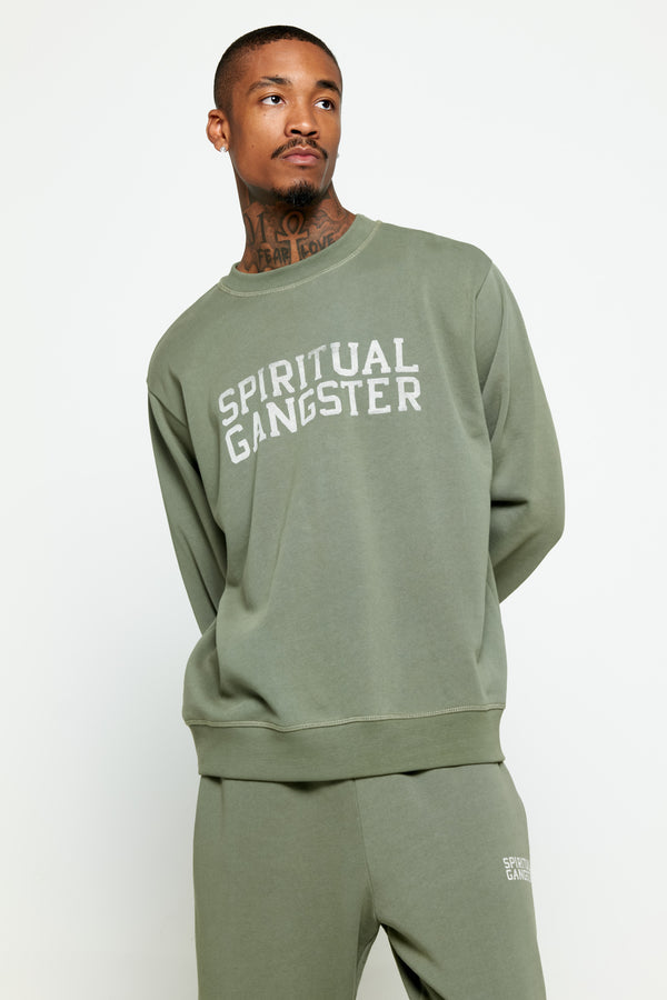 spiritual gangster SG Men's Classic Crew VINTAGE ARMY