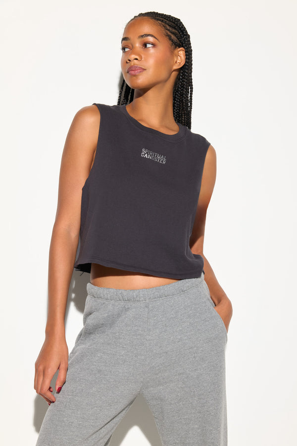 spiritual gangster SG Shine Callie Crop VINTAGE BLACK