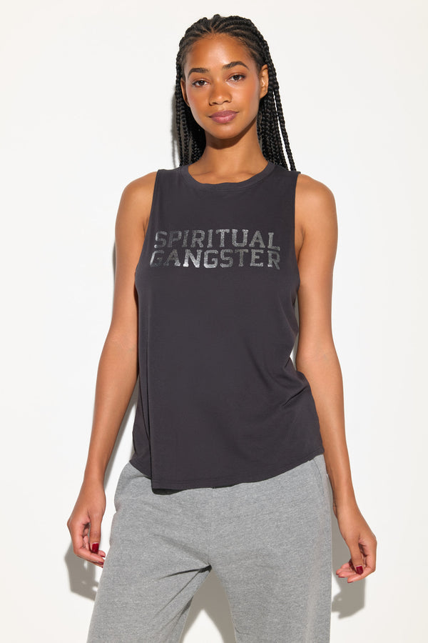 spiritual gangster SG Shine Jade Muscle Tank VINTAGE BLACK
